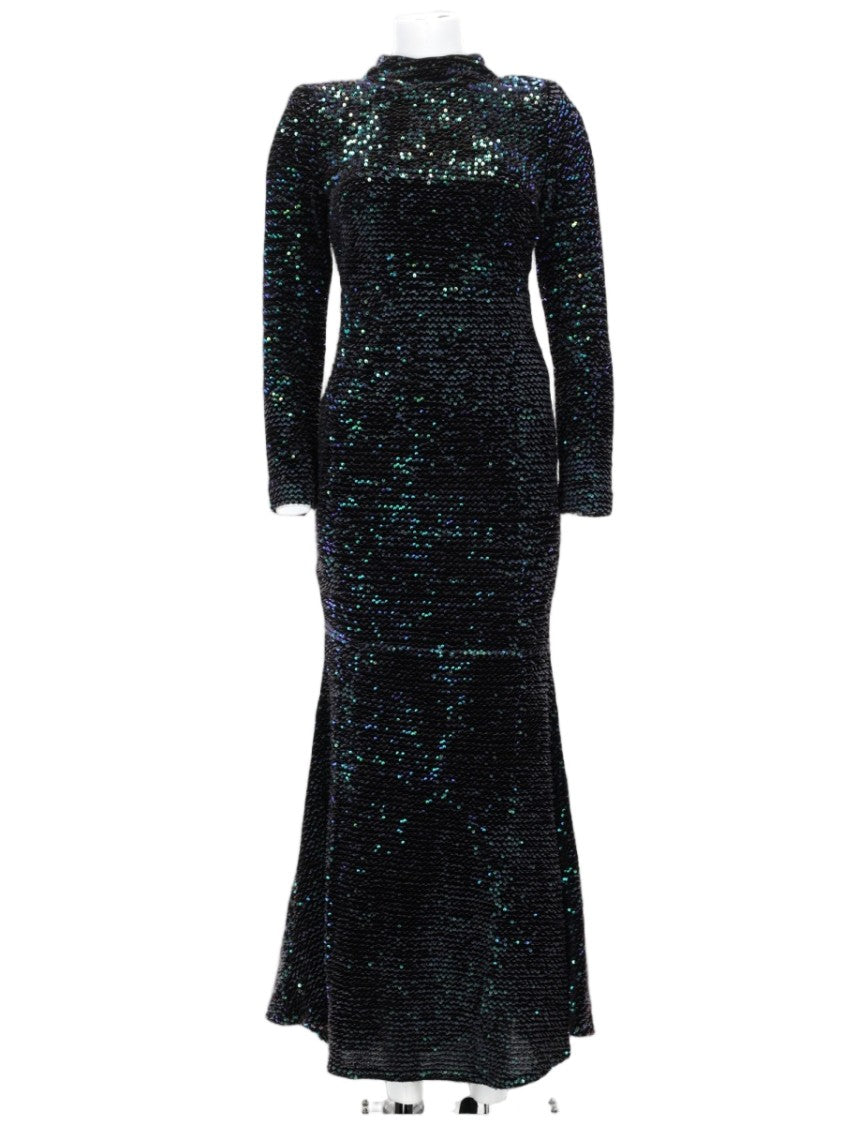 Joshe Floor-Length Sequin-Embellished Fitted Dress