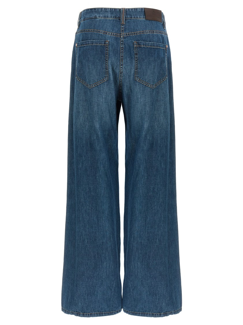 Brunello Cucinelli Light Stonewashed Wide Leg Jeans