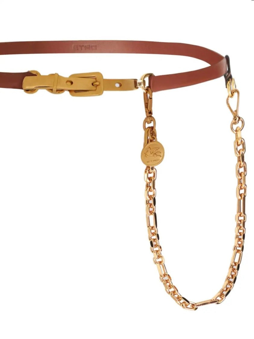 Etro Leather Belt With Polished Gold-Tone Buckle