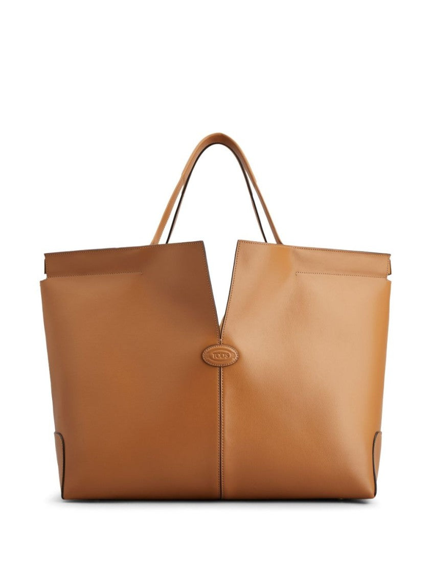 Tod's Brown Smooth Leather Slit Design Tote