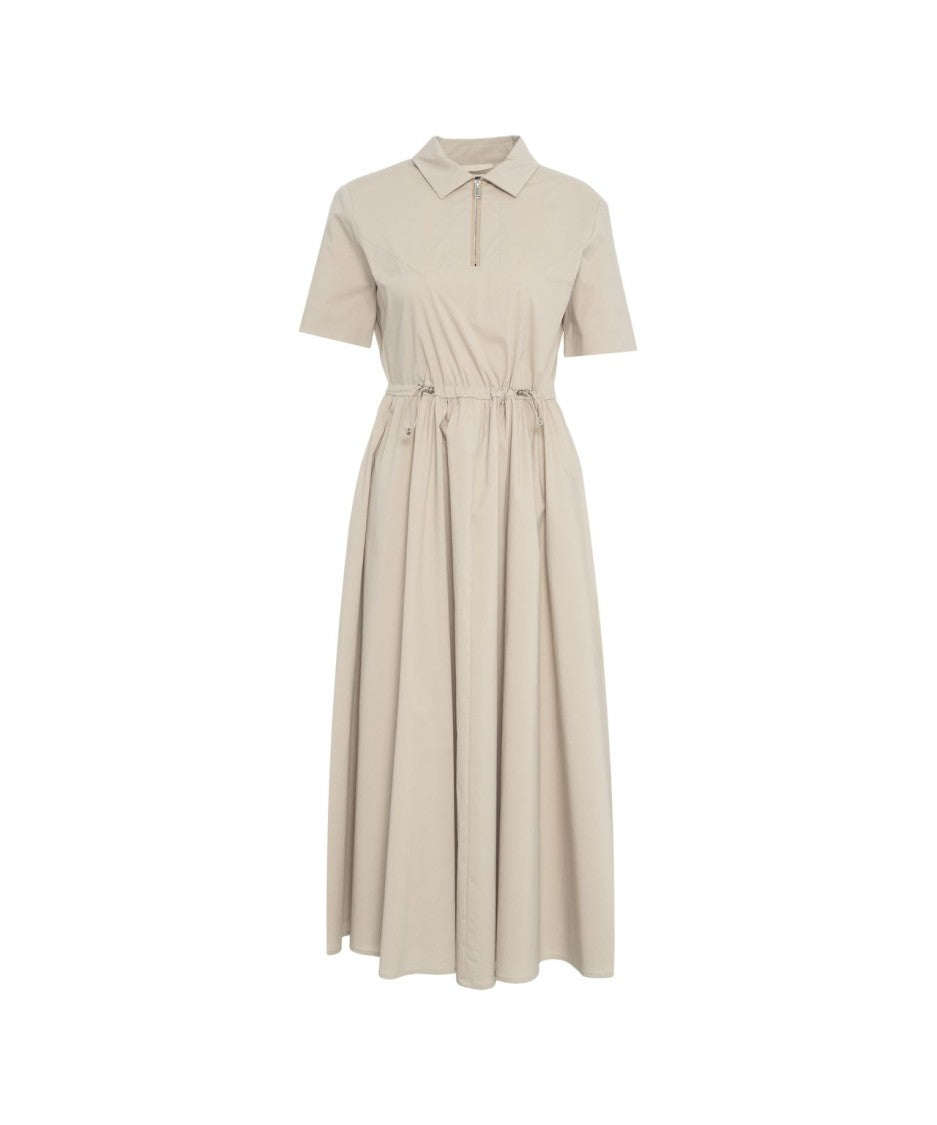 Add Flared Midi Dress With Drawstring Waist