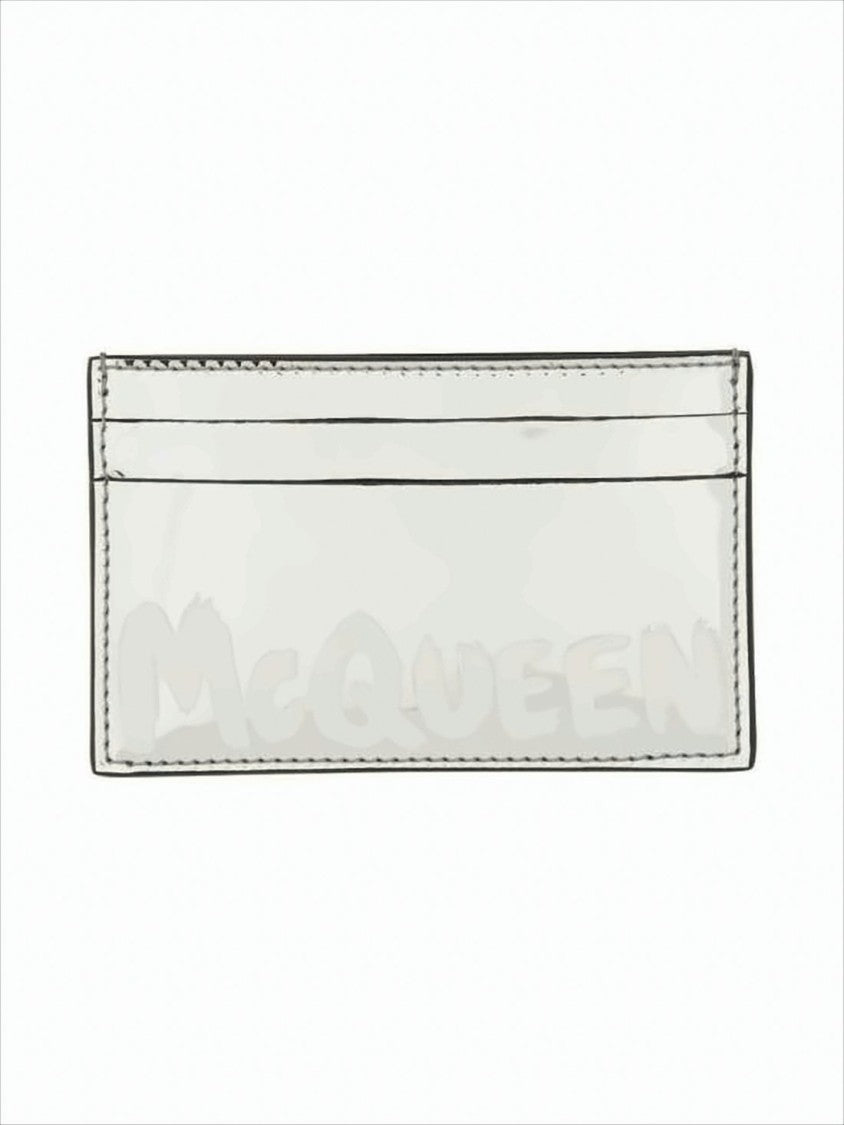 Alexander Mcqueen Reflective Silver Cardholder With Minimalist Design