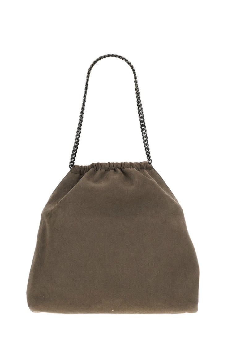 Stella Mccartney Grey Falabella Medium Drawstring Vegan Suede Shoulder Bag