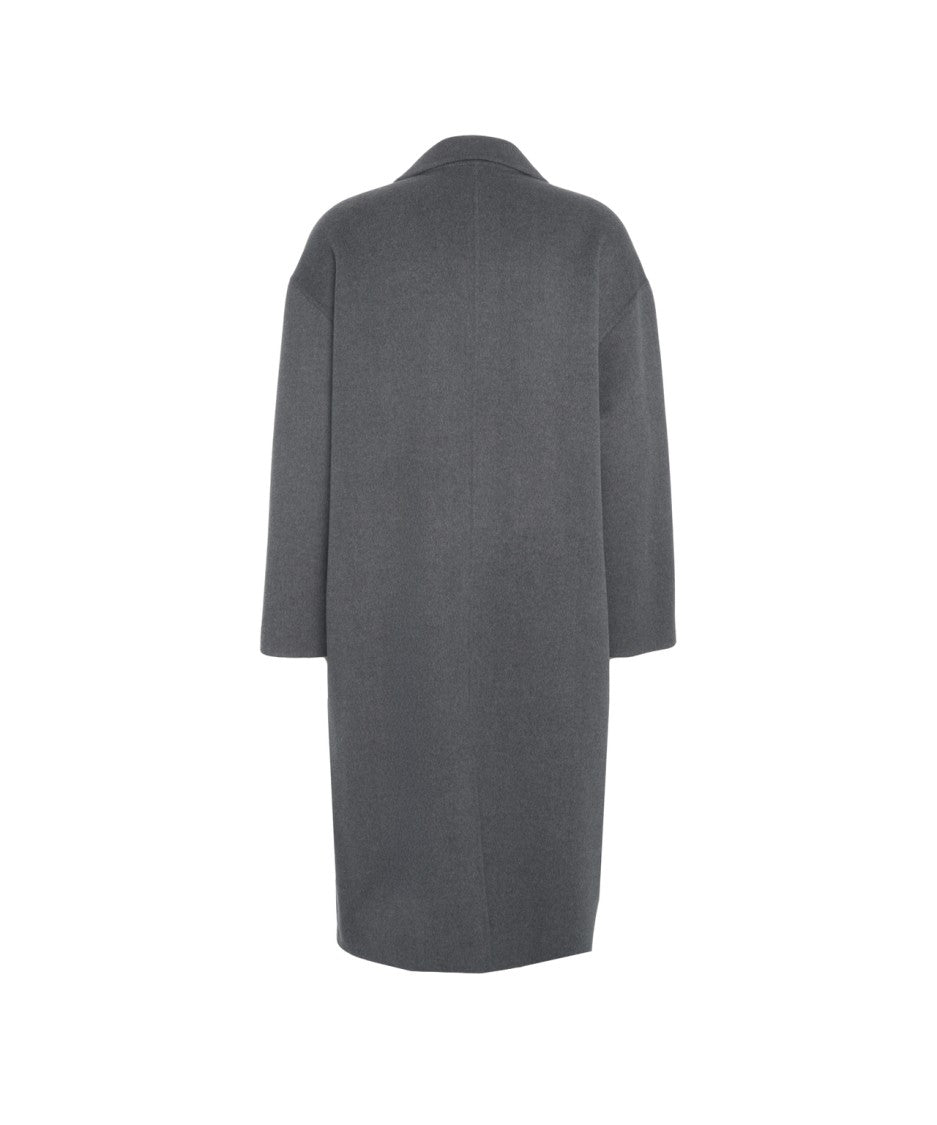 Amaranto Oversized Double-Breasted Gray Coat With Wool And Cashmere Blend