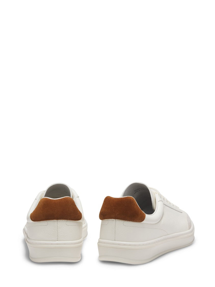 Boss Low-Top Sneakers With Beige Accents And Suede Detail