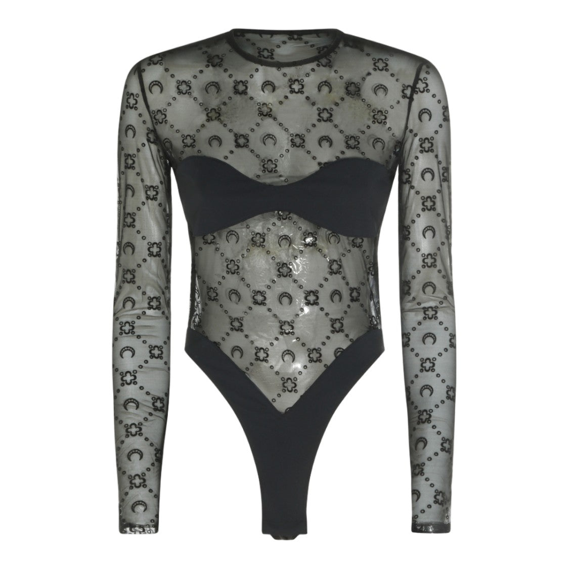 Marine Serre Sheer Floral Crescent Moon Bodysuit