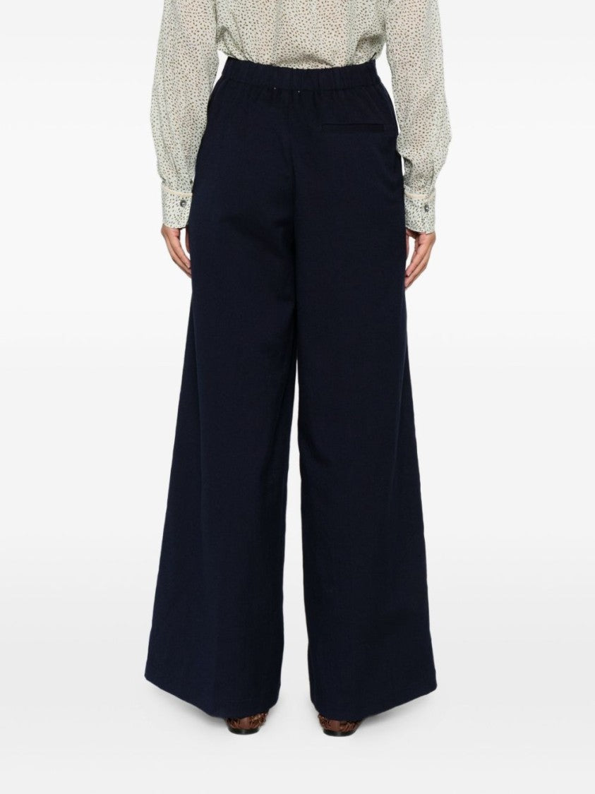 Forte Forte High-Waisted Wide-Leg Trousers In Soft Blue Fabric