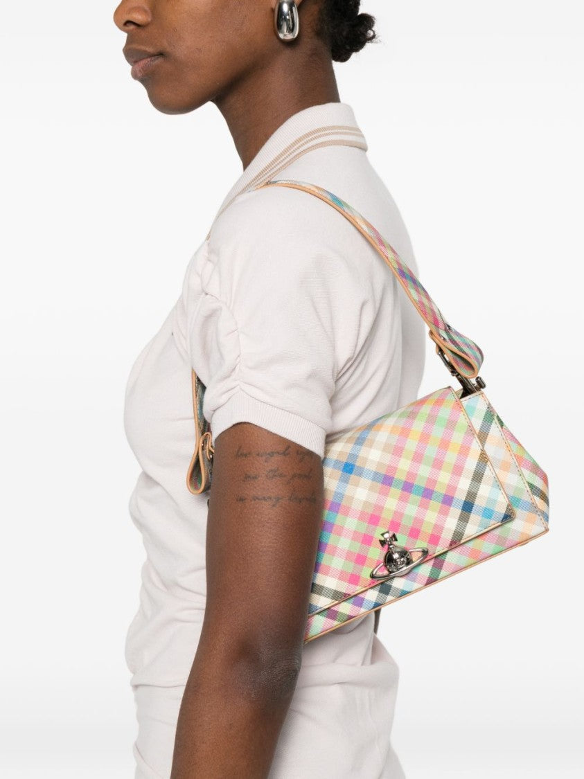 Vivienne Westwood Multicolor Plaid Handbag With Structured Silhouette And Flap Closure