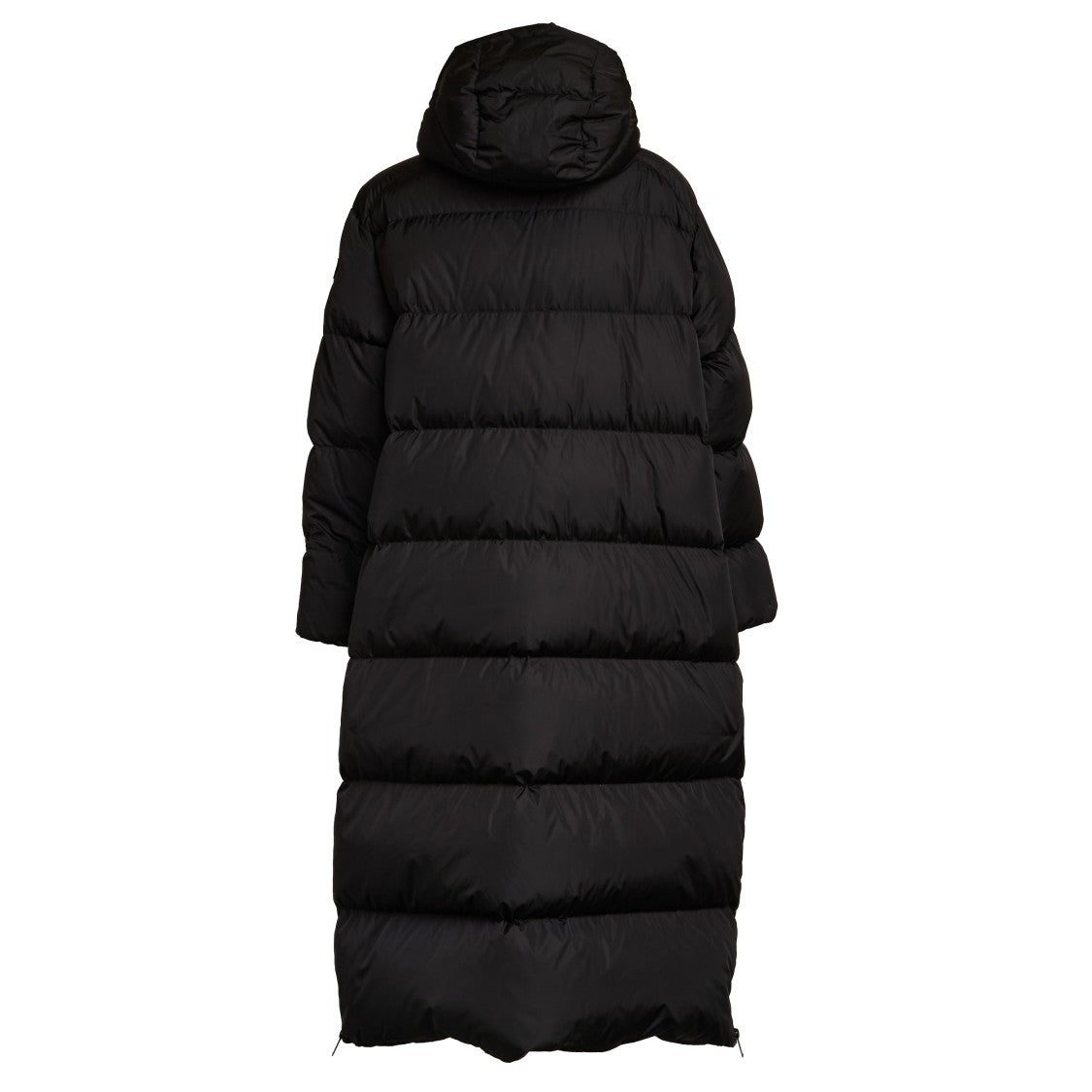 Add Long Padded Coat With Detachable Hood And Side Slits