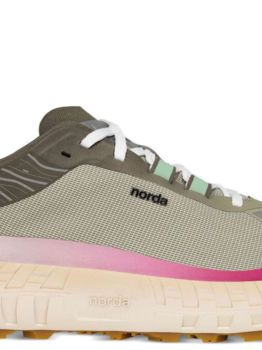 Norda Sleek Lace-Up Sneakers With Sage Green Logo Details