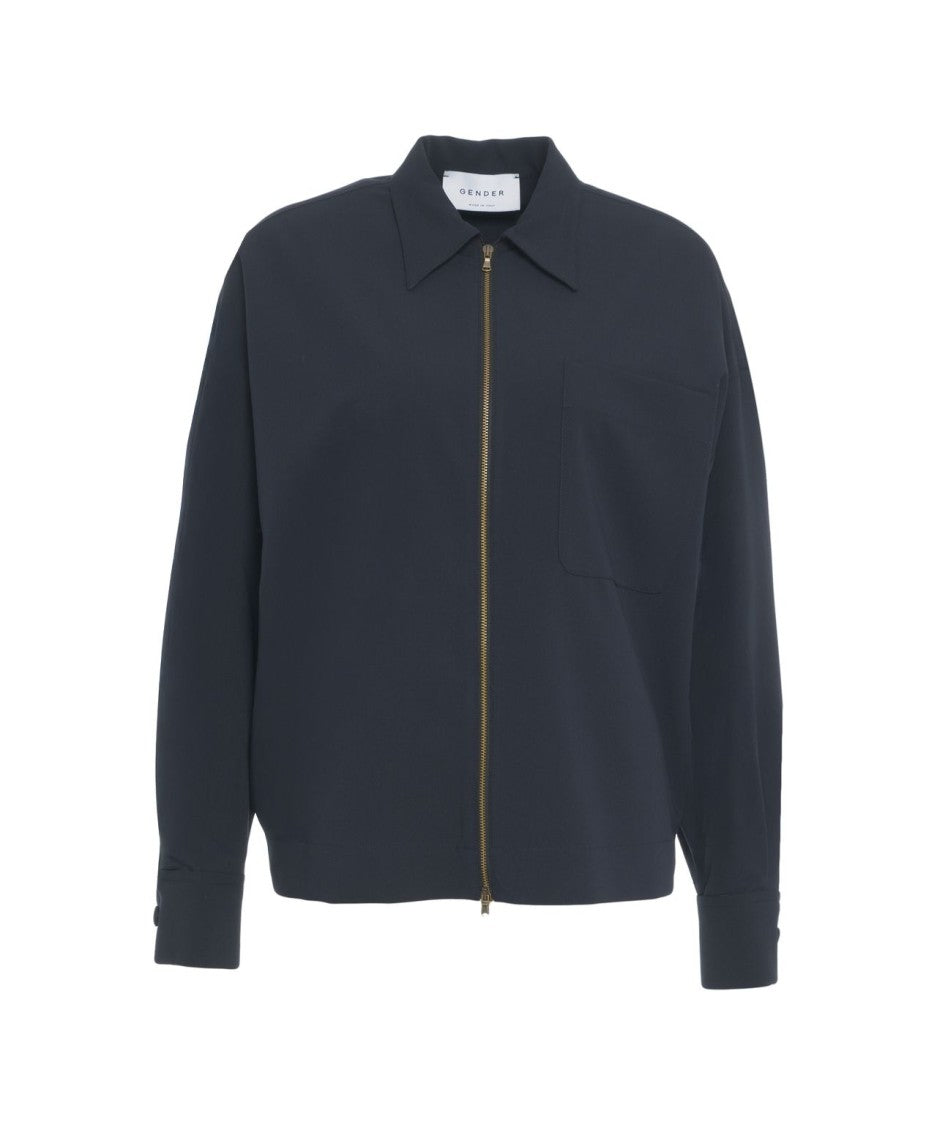 Gender Blouson Jacket With Shirt Collar