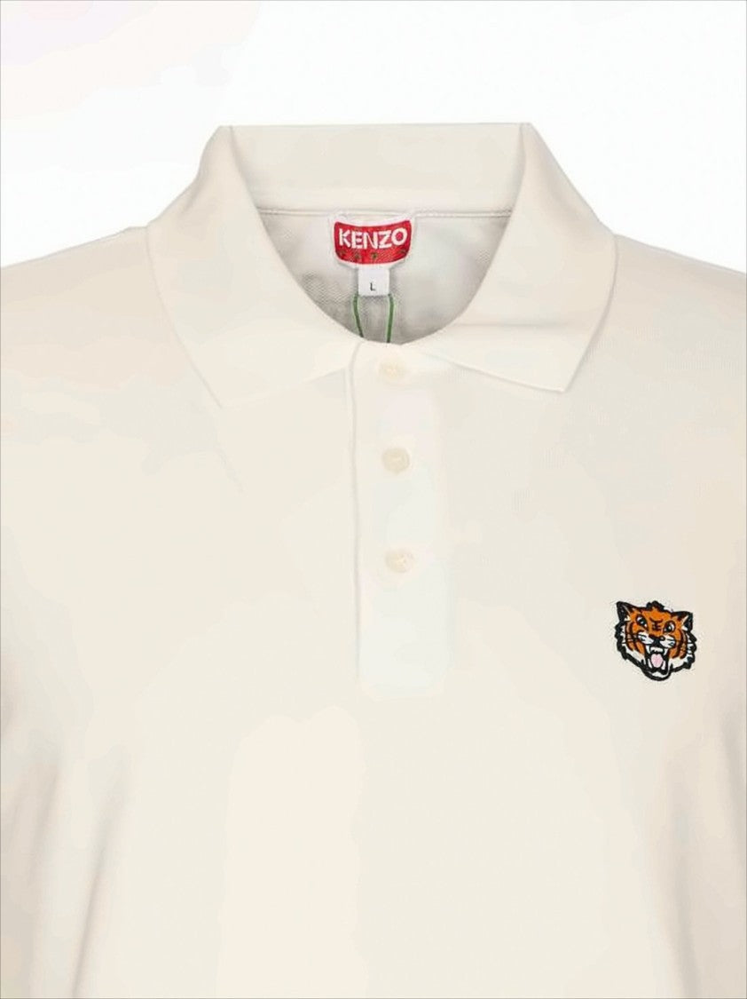 Kenzo Textured Cotton Piqué Polo Shirt With Tiger Emblem