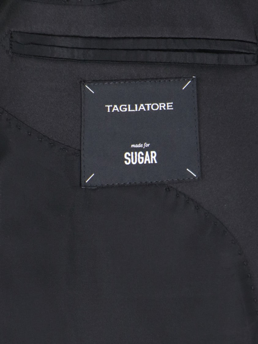 Tagliatore Black Single Breasted Wool Silk Straight Suit