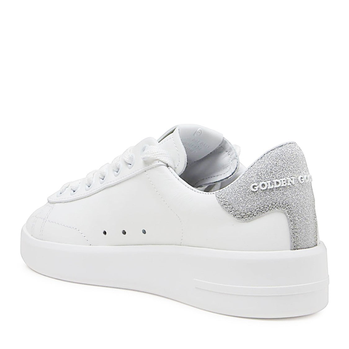 Golden Goose White And Silver Leather Pure Star Sneakers