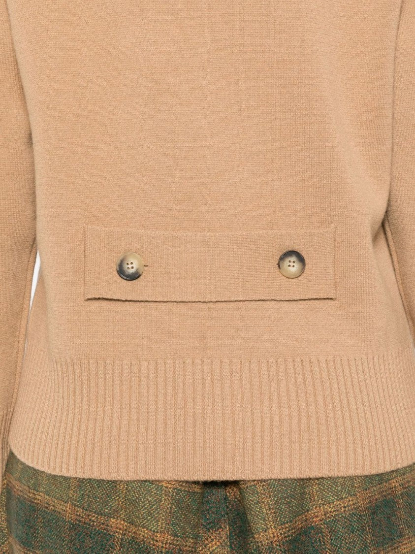 Alpha Studio Camel Jacket With Double-Breasted Fastening