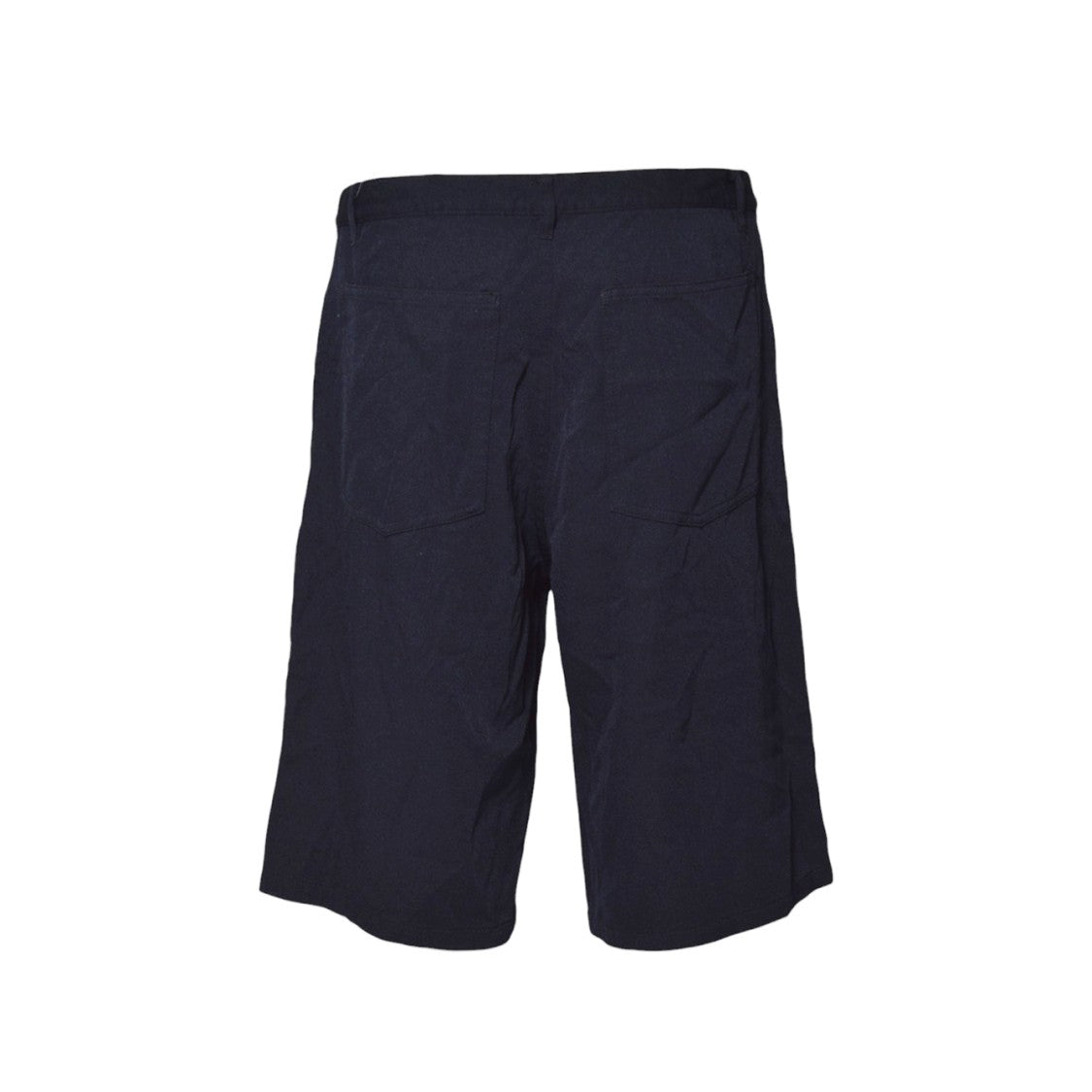 Comme Des Garçons Navy Nylon Bermuda Shorts With Mid-Rise Waist