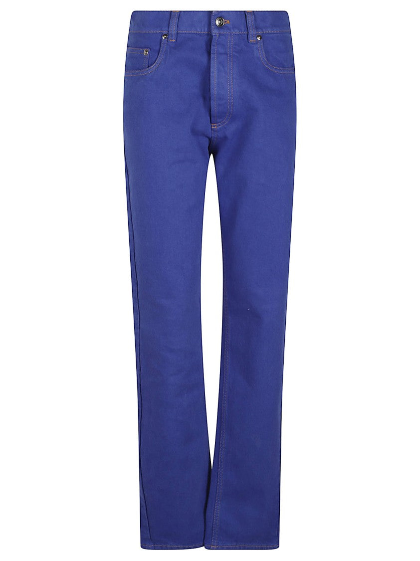 Versace Straight-Leg Denim Jeans With Contrast Stitching And Branded Patch
