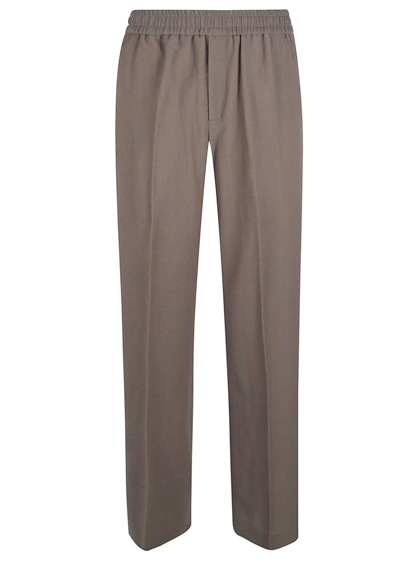 Golden Goose Straight-Leg Casual Trousers With Elastic Waistband And Herringbone Texture