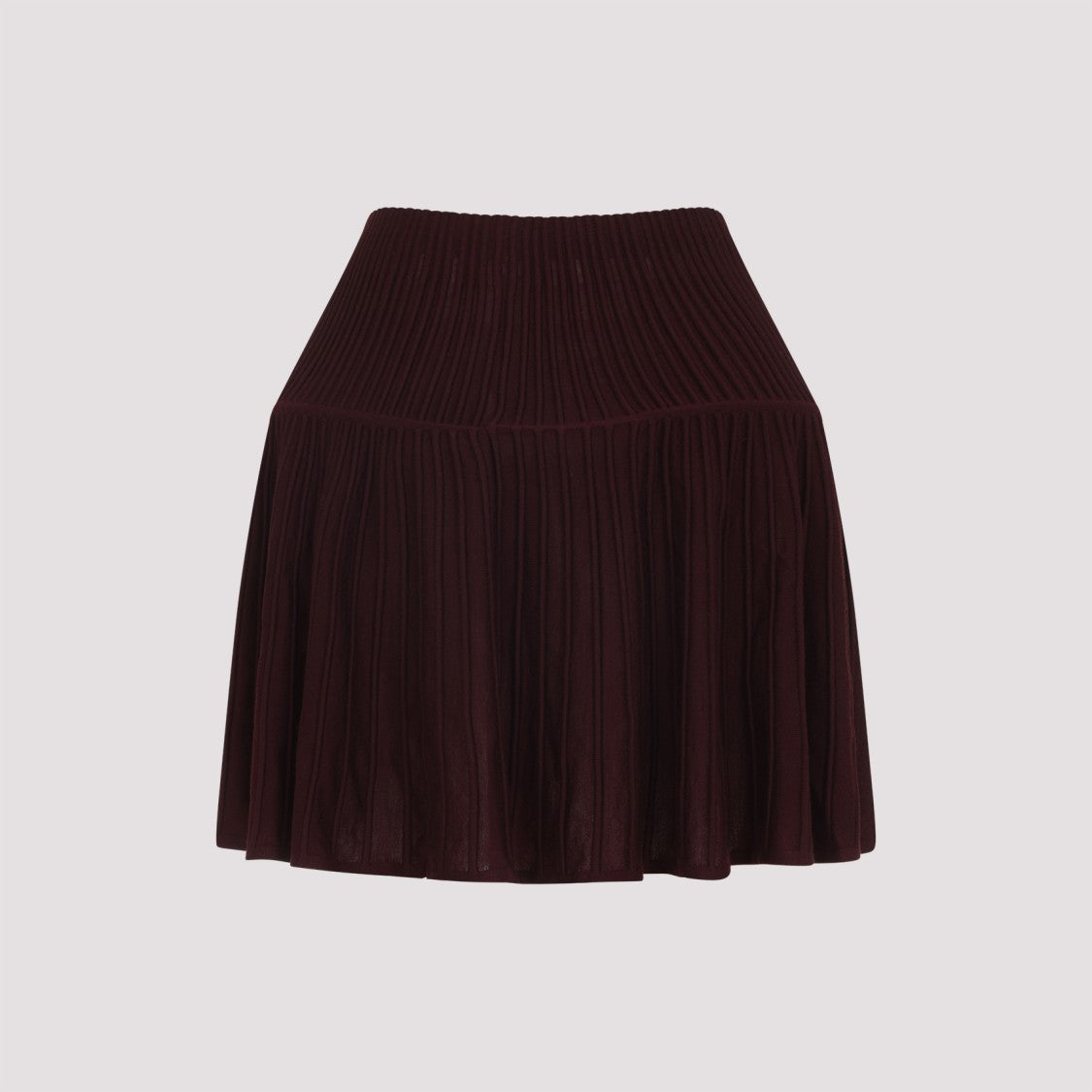 Alaïa Burgundy Wool Mini Skirt With Flounced Hem