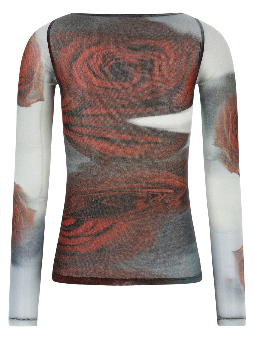 Jean Paul Gaultier 'The Red Blurry Roses' Top