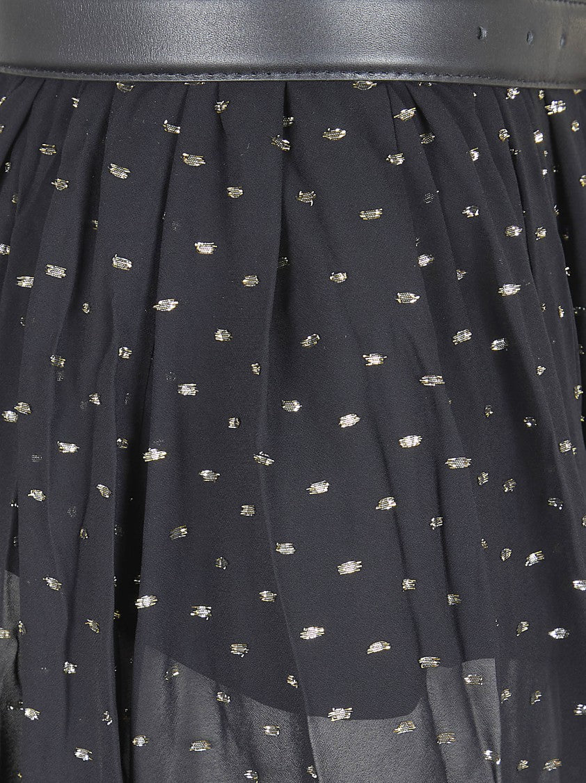 Self-Portrait Metallic Fil Coupé Midi Skirt