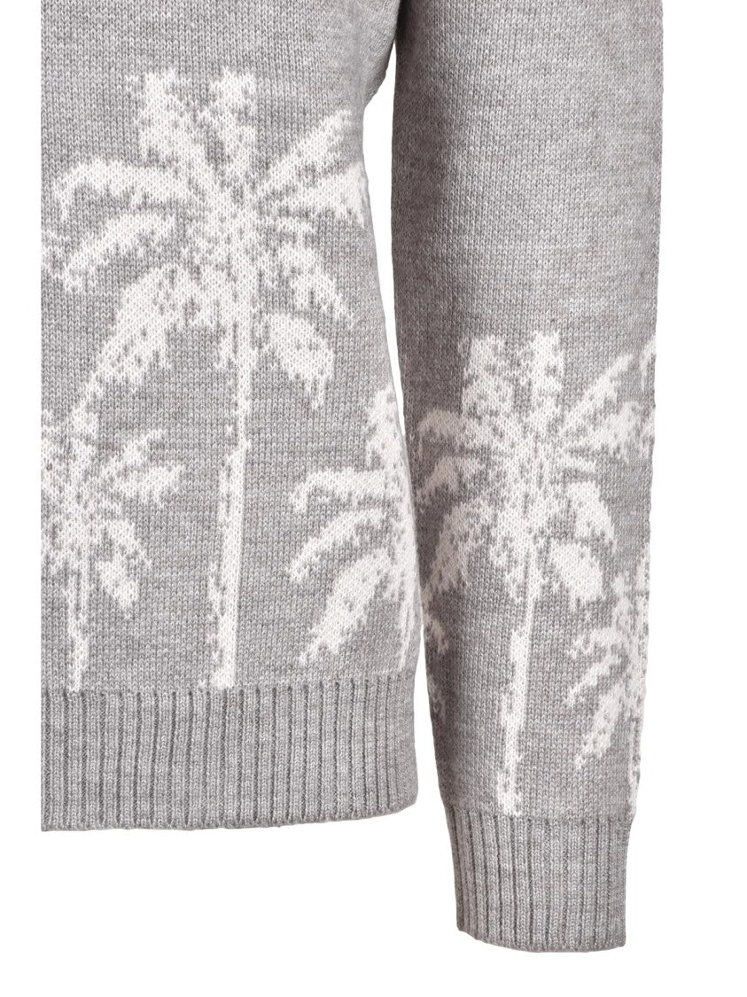 Tooco Grey Acrylic-Blend Crewneck Sweater