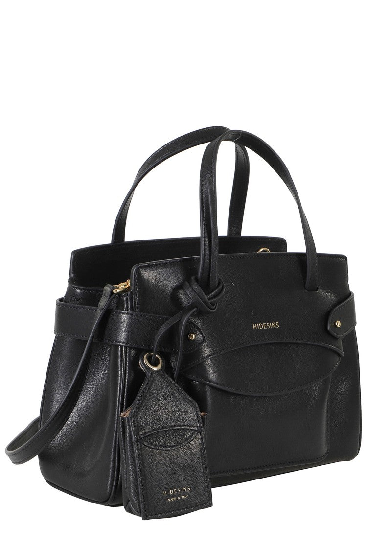 Hidesins Black Lullaby S Double Compartment Leather Handbag