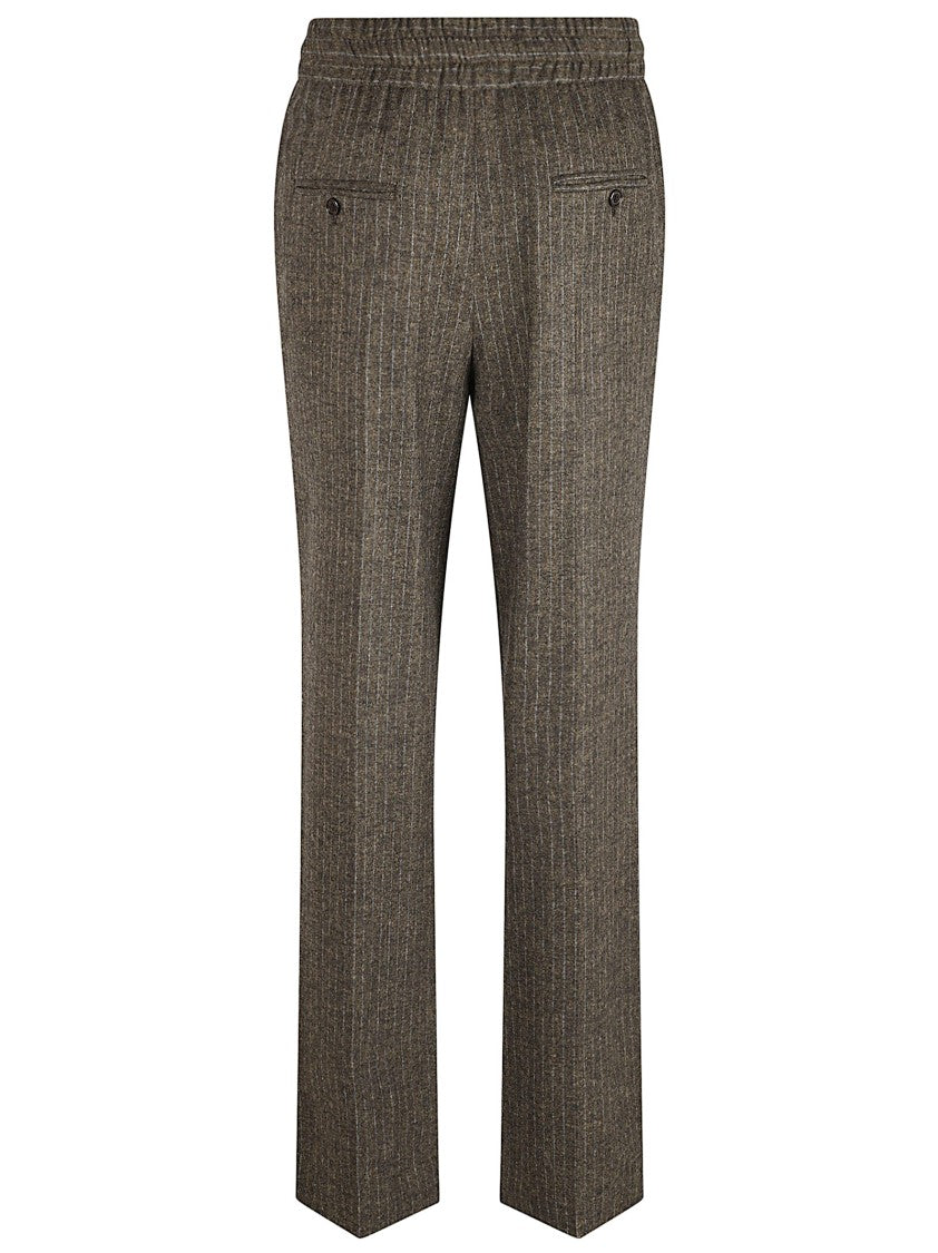 Isabel Marant Dark Bronze Pinstripe Trousers With Elasticated Waistband