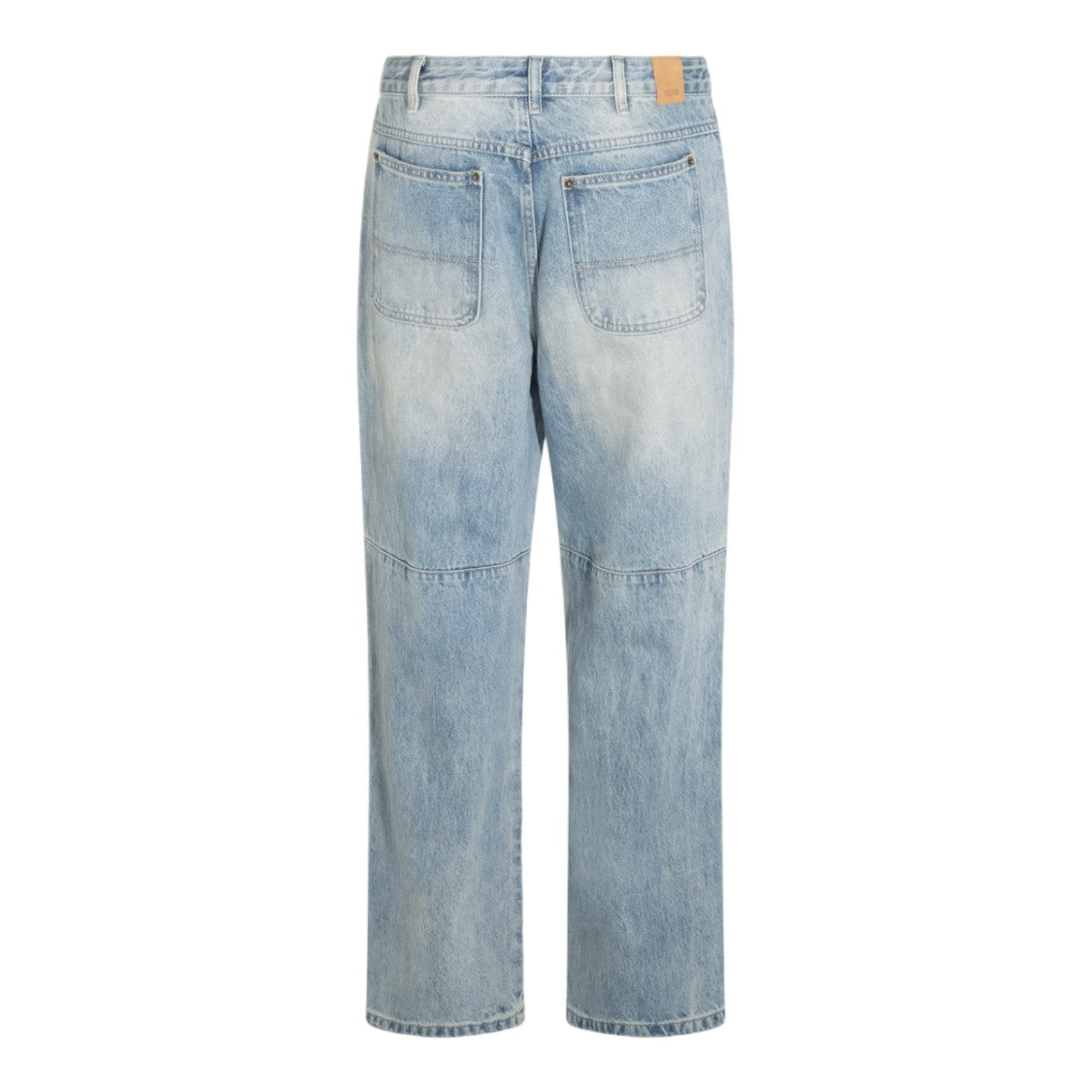 Found Light Blue Washed Denim Jeans With Artistic Prints
