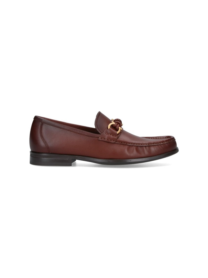 Ferragamo Sleek Leather Loafers With Gold-Tone Detailing