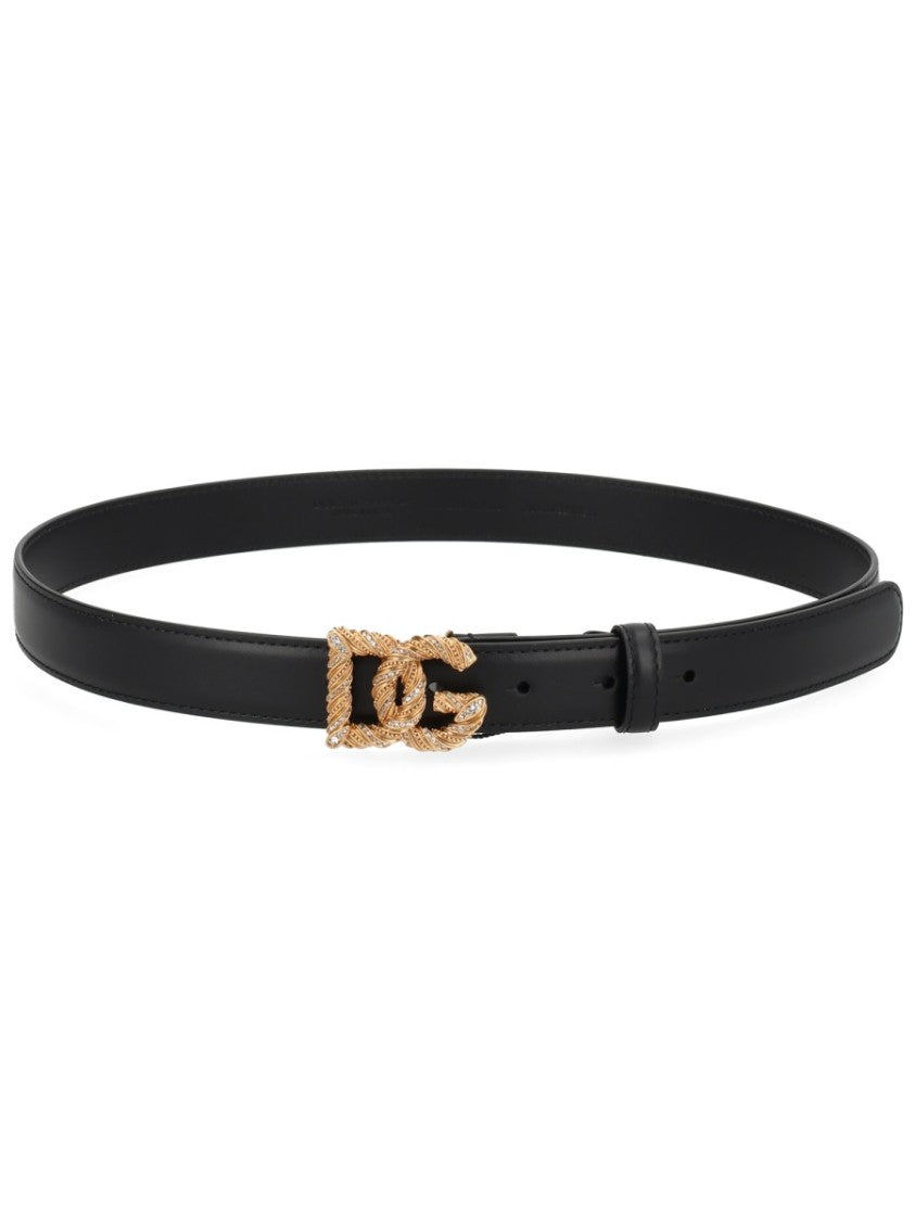 Dolce & Gabbana Polished Intertwined Logo Leather Belt