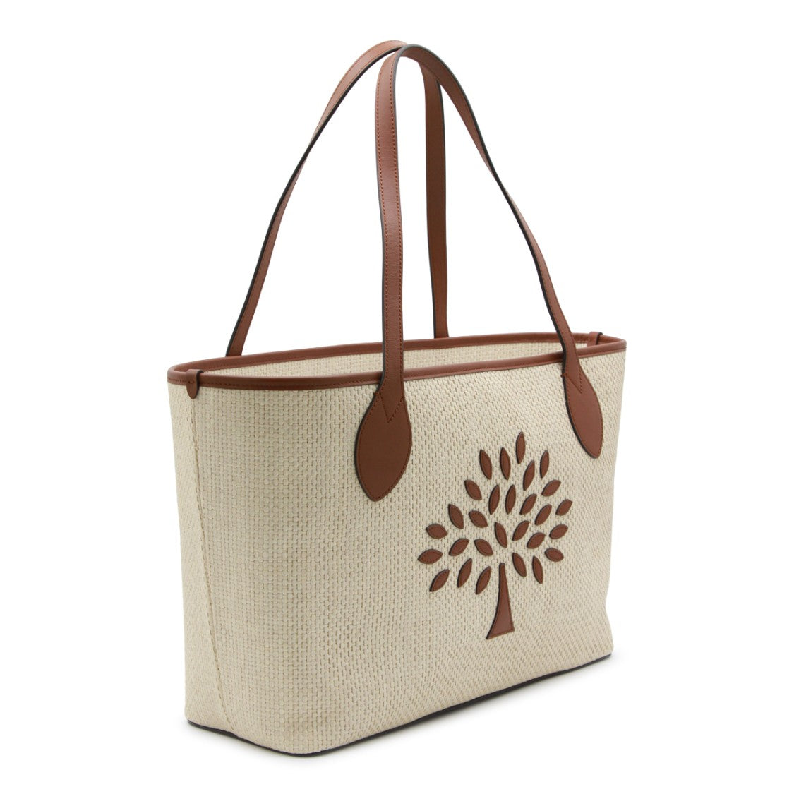 Mulberry Structured Tote Bag With Woven Texture And Leather Accents