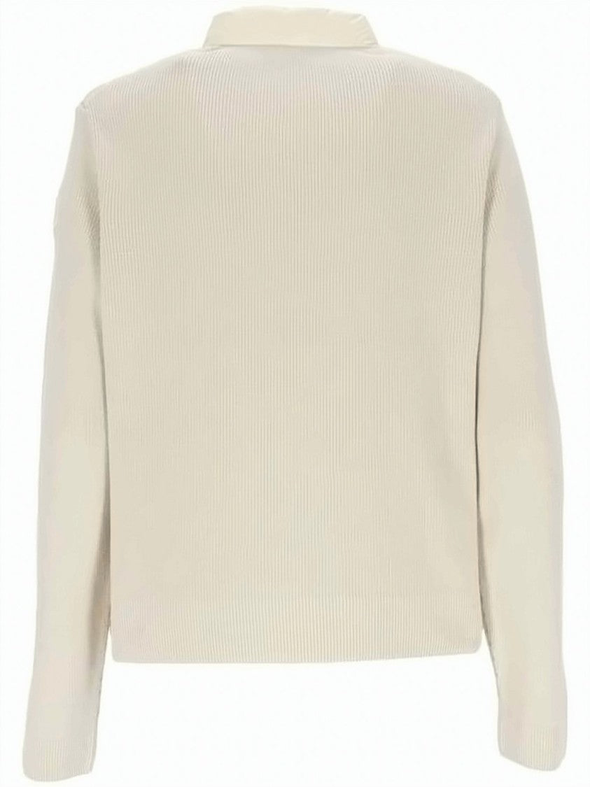 Moncler Padded Cardigan With Quilted Front And Textured Sleeves