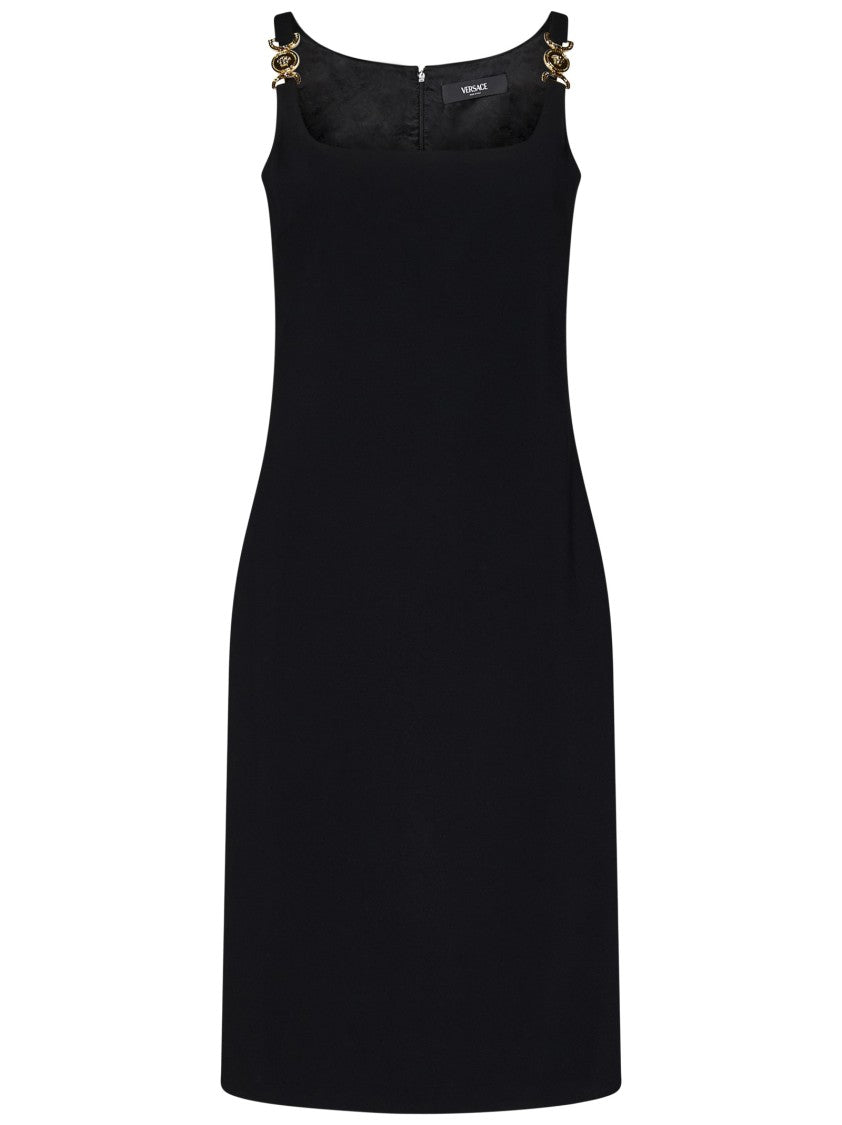 Versace Black Midi Dress With Medusa '95 Details