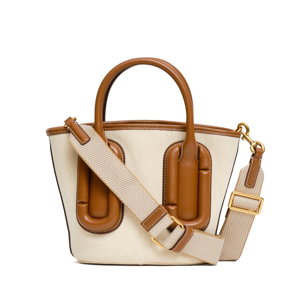 Marc Jacobs Canvas Tote Bag With Leather Accents And Magnetic Closure
