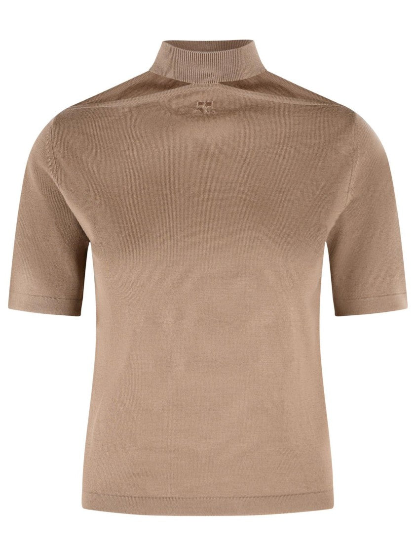 Courrèges Brown Merino Wool Turtleneck Sweater