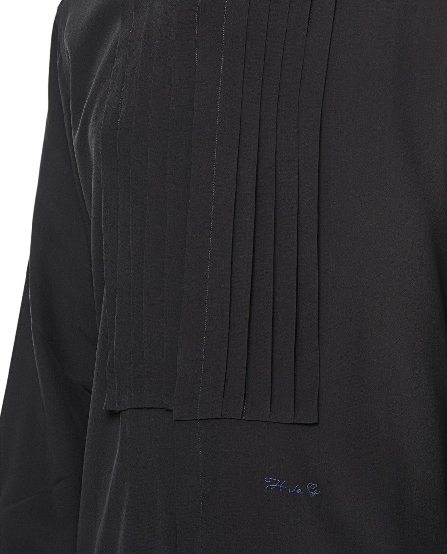 Givenchy Boxy Fit Pleated Long Sleeve Shirt With Classic Collar