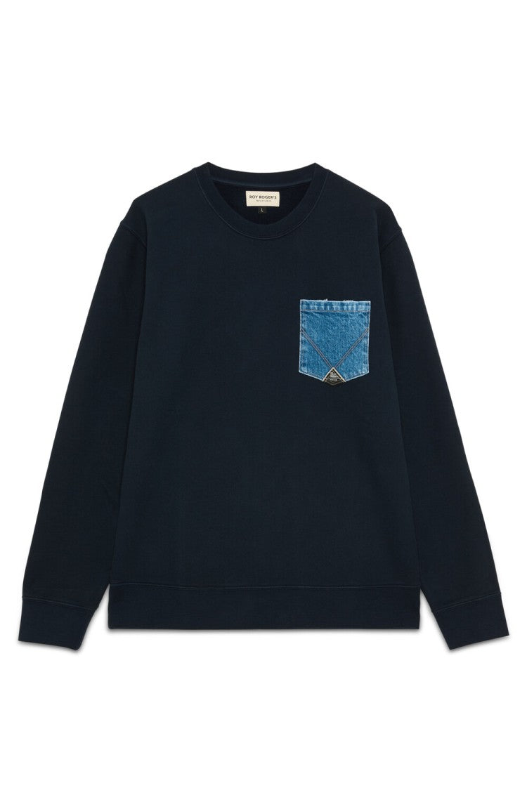 Roy Rogers Solid Color Brushed Cotton Crewneck Sweatshirt.