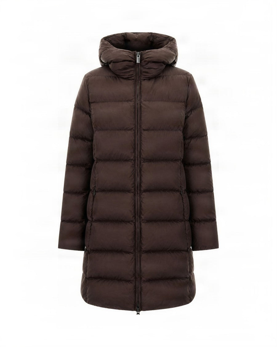 Colmar Dark Brown Horizontal Quilted Nylon Down Coat