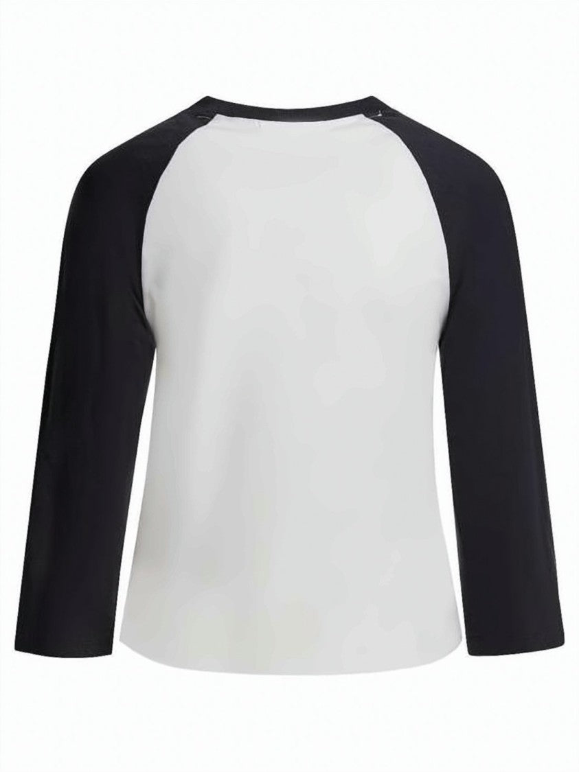 Ganni Baseball-Style T-Shirt With Contrasting Sleeves