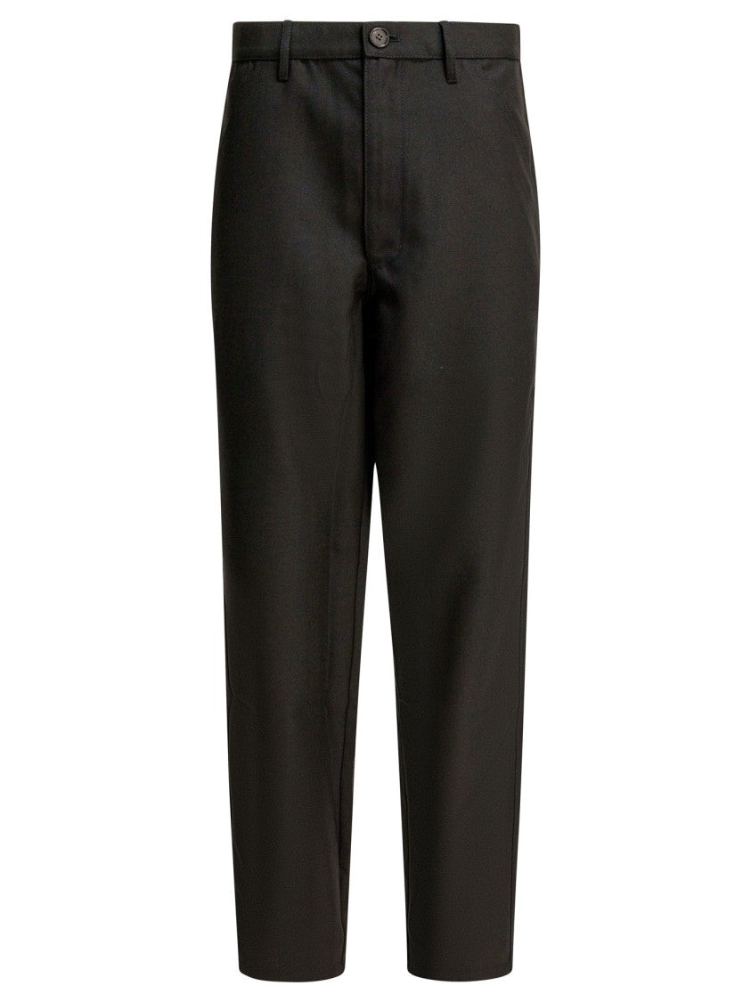 Comme Des Garçons Tailored Black Wool Blend Trousers With Functional Pockets