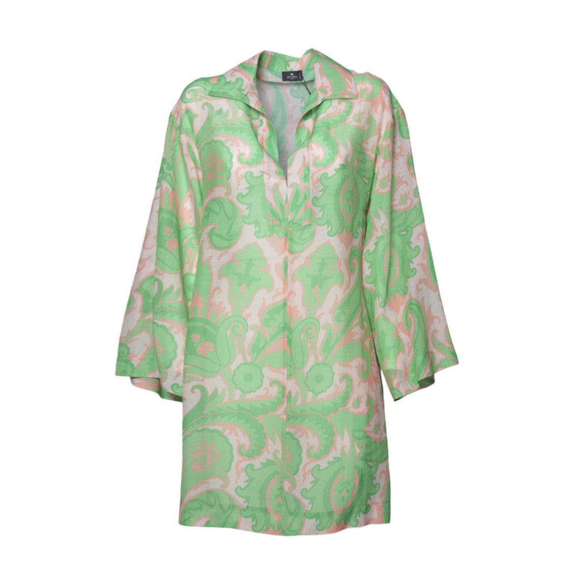 Etro Pink And Green Cotton-Silk Shirt Dress
