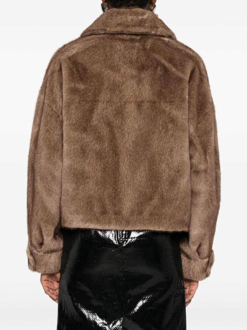 Betta Corradi Tailored Brown Coat With Plush Texture