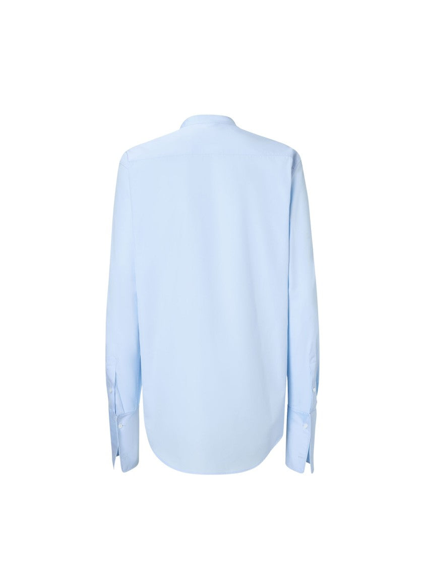Fendi Light Blue Pleated Mandarin Collar Shirt