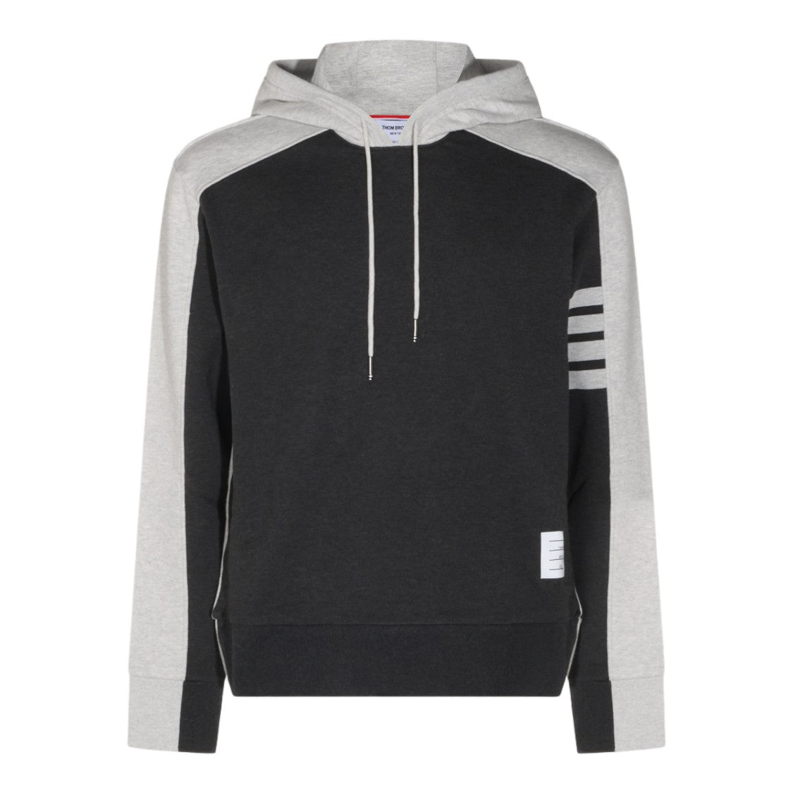 Thom Browne Two-Tone Hooded Sweater With Striped Detail