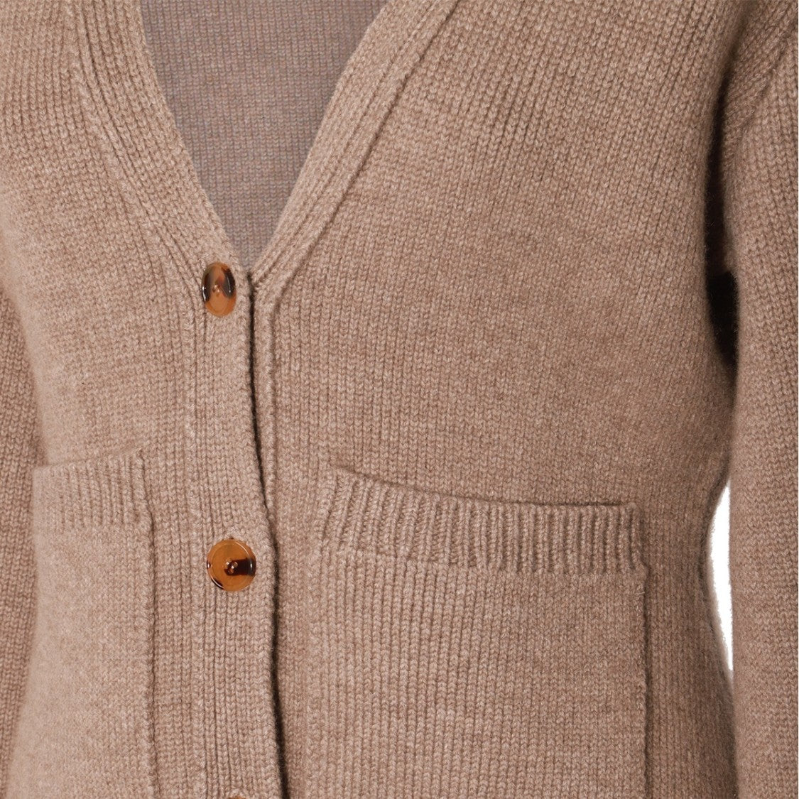 Khaite V-Neck Cashmere Sweater With Button Detailing And Front Pockets