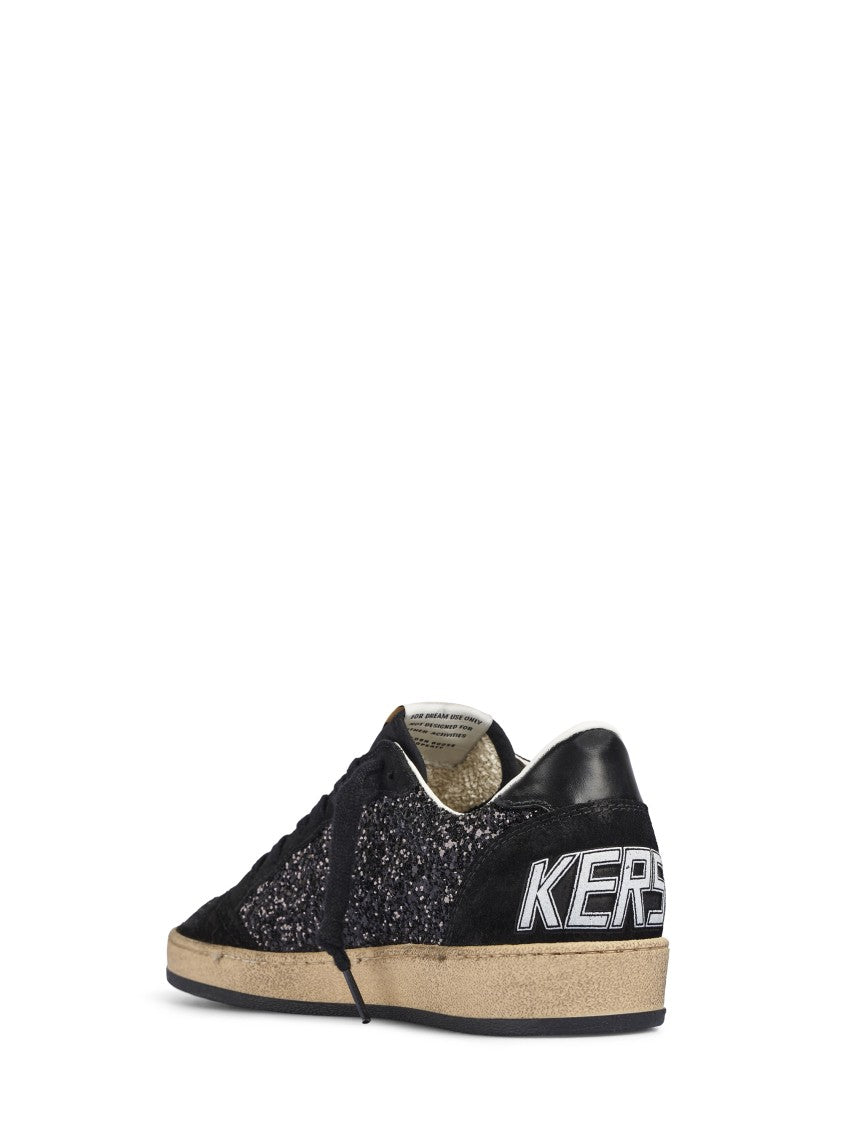 Golden Goose Glitter-Embellished Low-Top Sneakers With Suede Toe And Vintage Accents