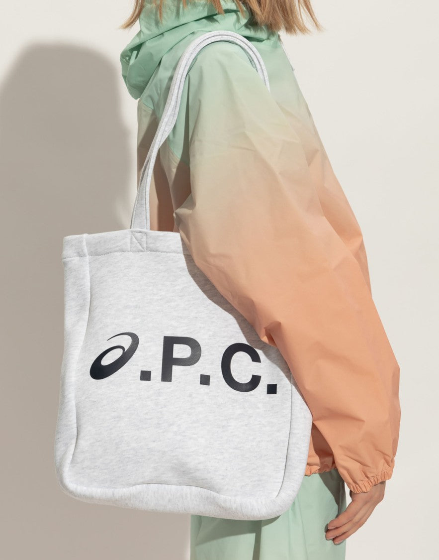 A.P.C. Grey Lou Logo Cotton Tote Bag