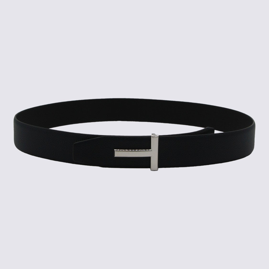 Tom Ford Black Leather Reversible T Buckle Belt
