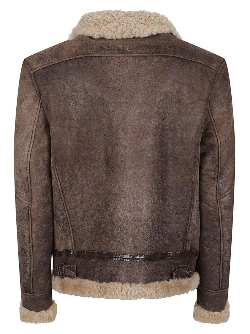 Stewart Sylvester Rich Brown Leather Aviator Jacket
